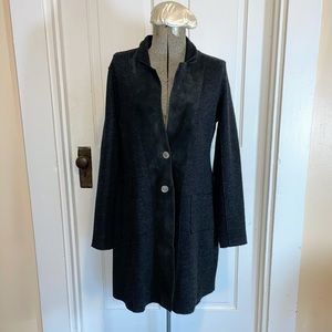 Eileen Fisher Merino wool two button jacket with lamb leather lining